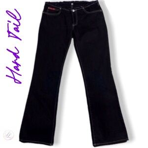 HARD TAIL Y2K Vintage Black Flare Wide Leg Jeans Size 30